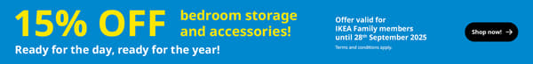 15% off bedroom storage and accesspries for ikea family memebers