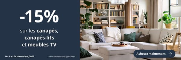-15% sur les canapés, canapés-lits et meubles TV