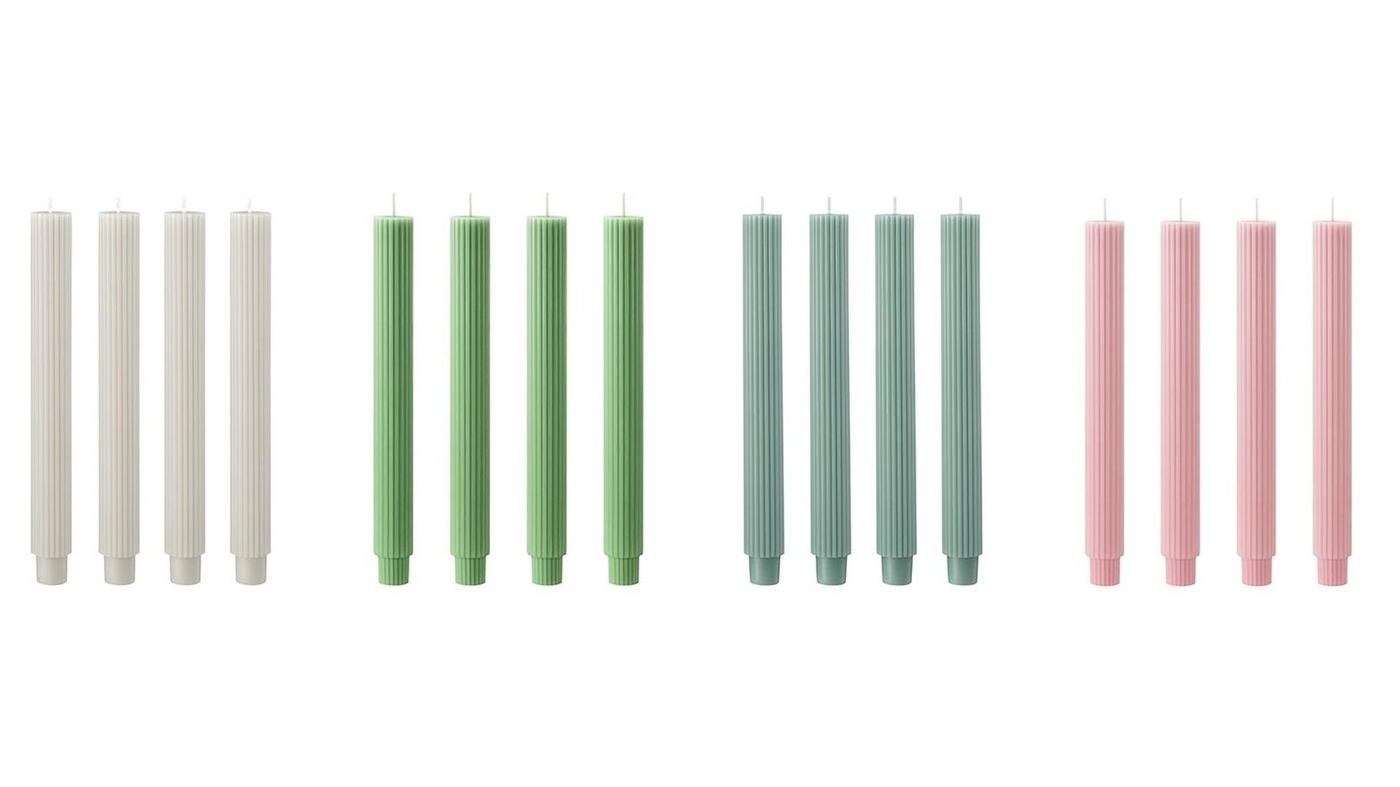 16 stearinljus i fyra olika färger