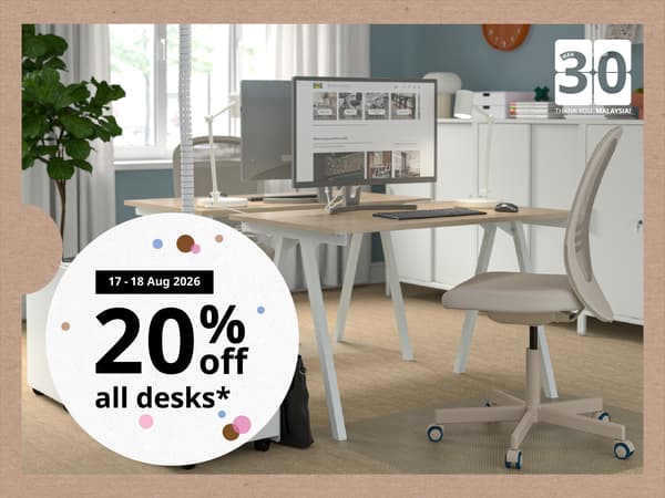 17 - 18 Aug 2026: 20% off all desks