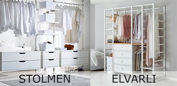2 Bilder mit 2 Aufbewahrungssystemen. Links Aufbewahrung von STOLMEN, rechts ELVARLI.