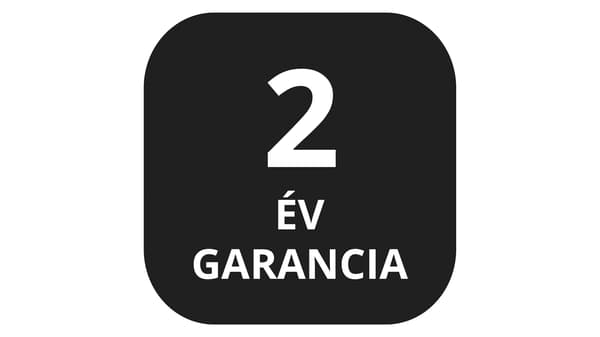 2 év garancia fekete háttéren.