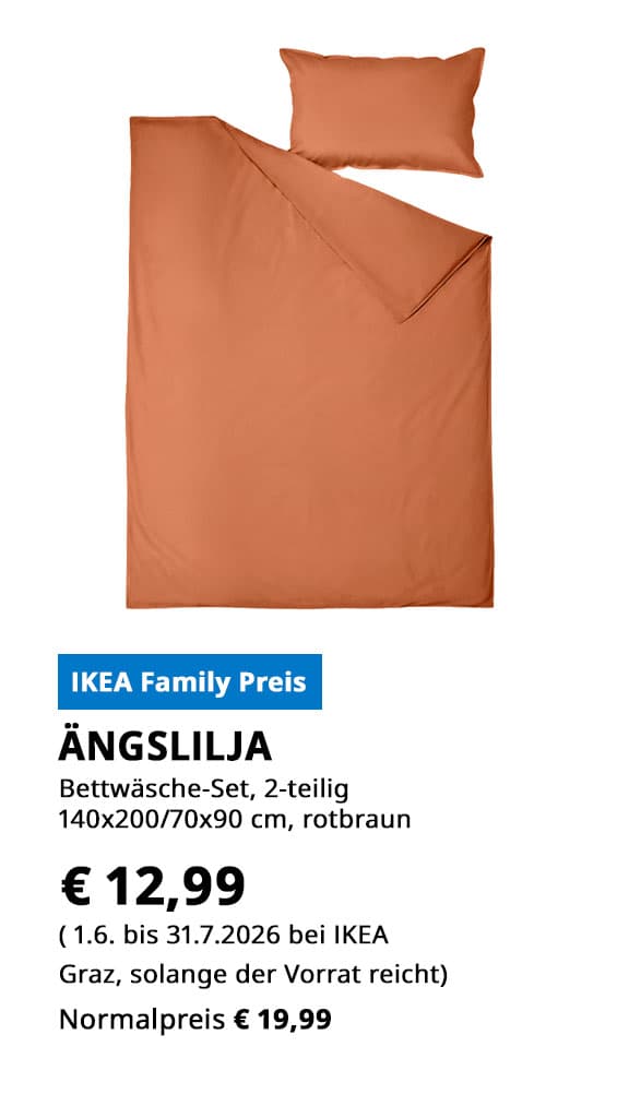 .2-teiliges Bettwäsche-set Ängslilja, 140x200 / 70x90cm, tor braun statt € 19,99 zum IKEA Family Preis von €12,99.
