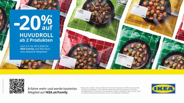 -20% auf HUVUDROLL ab 2 Produkten vom 02.03 bis 28.03.2026 für IKEA Family und IKEA Business Network Mitglieder
