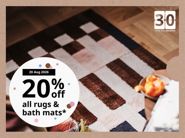 20 Aug 2026: 20% off all rugs & bath mats