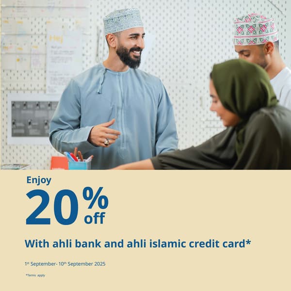20% off for Ahli bank & ahli islamic credit card