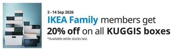 20% off selected KUGGIS boxes for IKEA Family members 