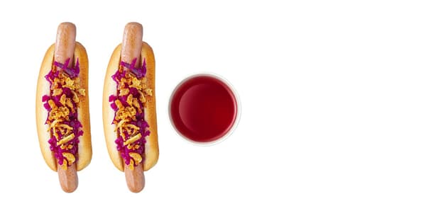 2x bezmasý hot dog + nápoj
