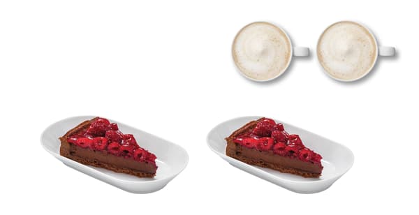 2x Čokoládovo-malinový dort + 2x Cappuccino 