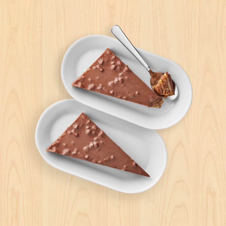2x Swedish Crunchy Almond Chocolate cake banner with square wood backgound