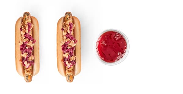 2x zeleninový hotdog a bezedný nápoj