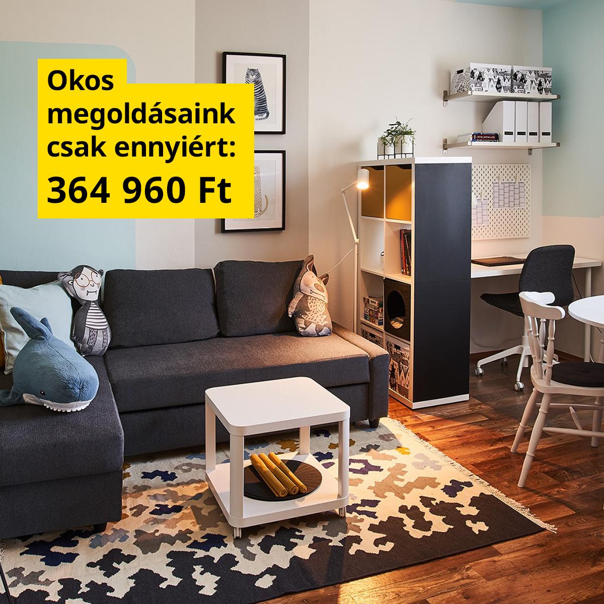 3-az-egyben: nappali étkezővel és dolgozórésszel.