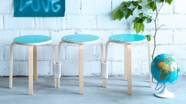 3 disguised FROSTA stools turned into a funky bench
