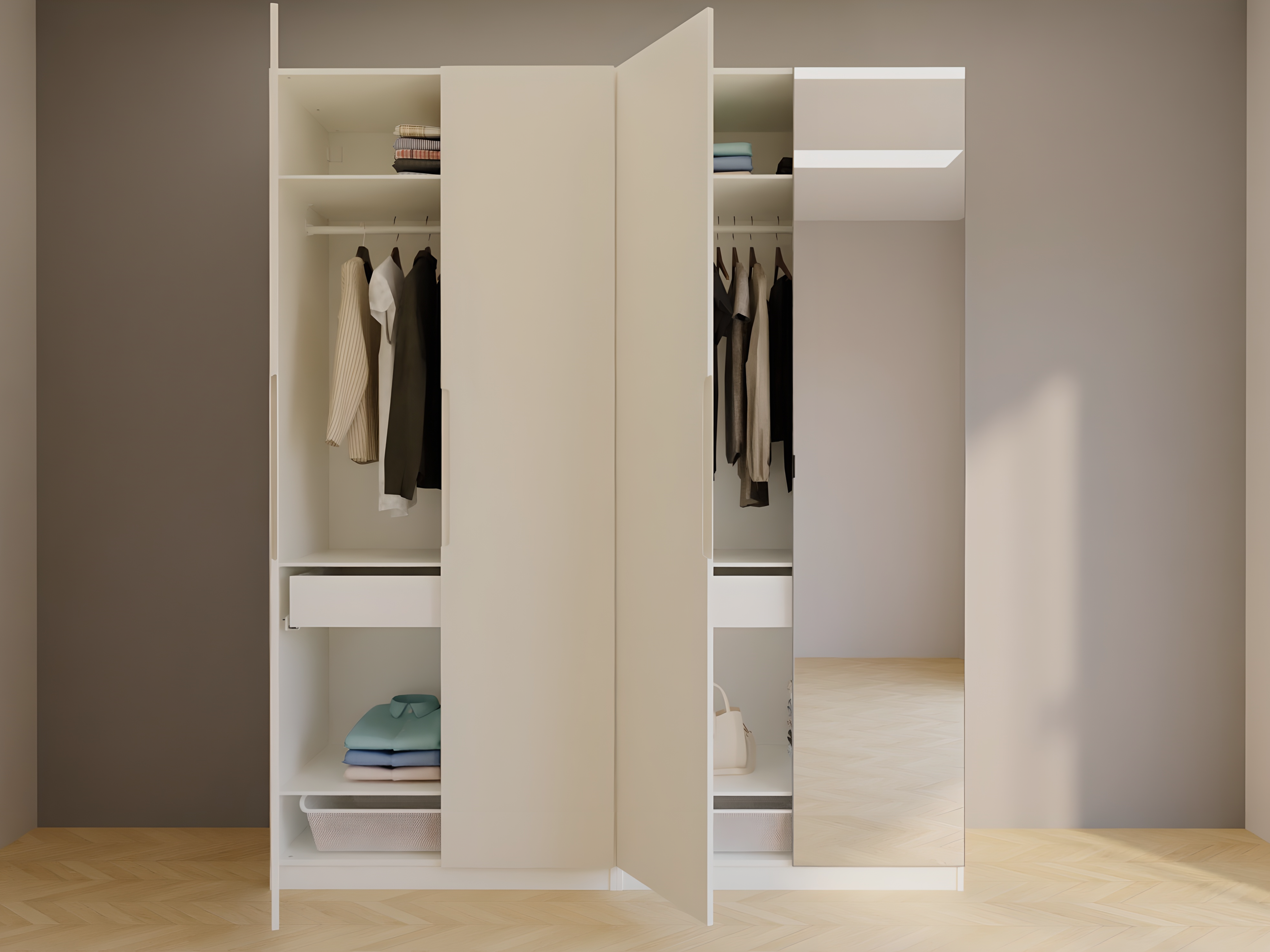 3 door wardrobe with mirror