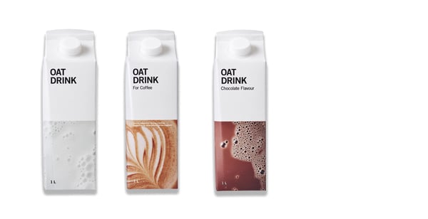 3 druhy ovesného mléka v krabici