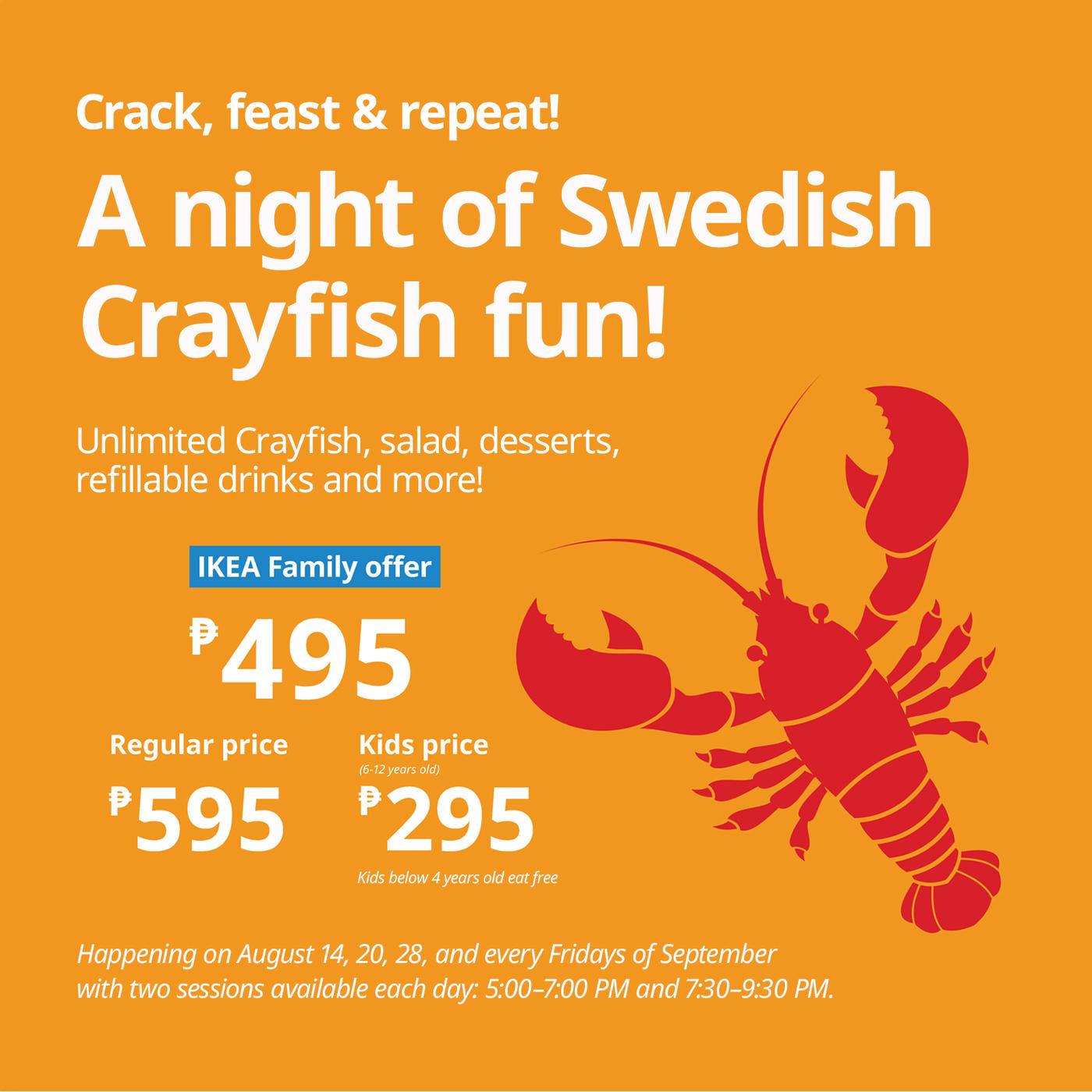 3. Eye-catching flyer for a Swedish seafood night, showcasing delicious seafood and a festive atmosphere.