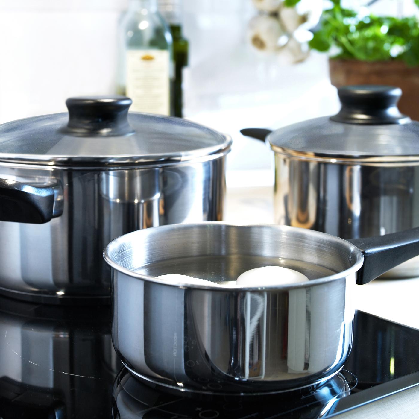 3 padelle in acciaio inossidabile