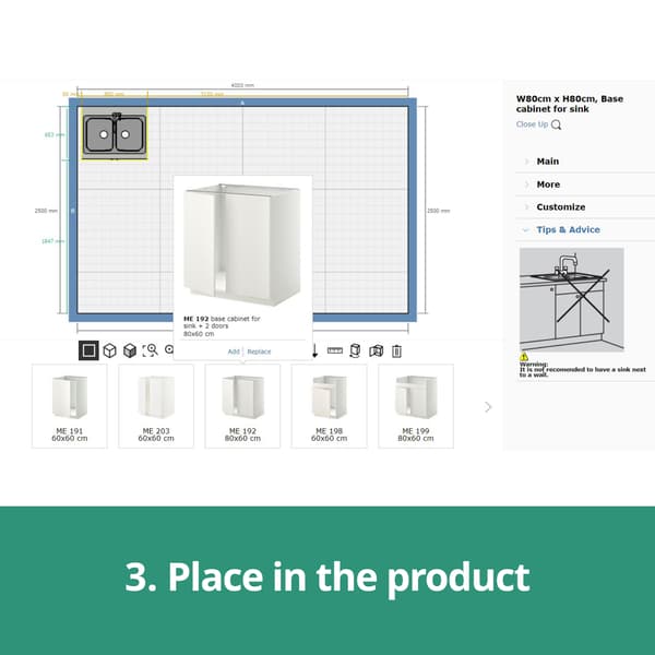 3. Place in the product