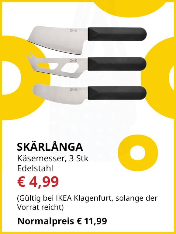 3-teiliges Käsemesser-Set Skärlånga, Edelstahl, statt € 11,99 um € 4,99.