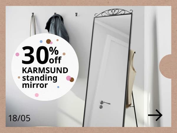 30% off 60294981 KARMSUND STAND MIRR 40X167 BLACK AP CN