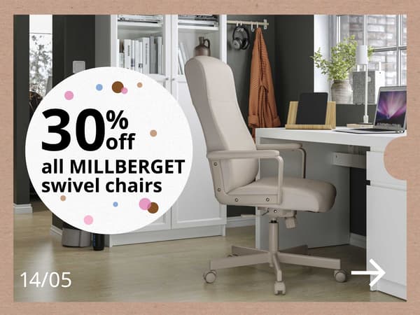 30% off all MILLBERGET swivel chairs