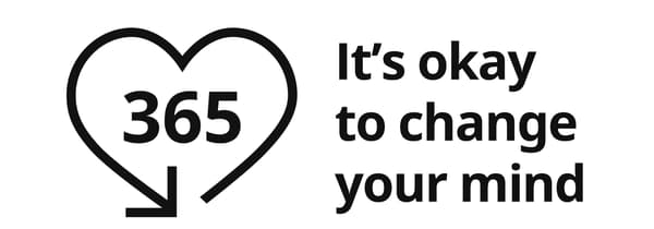 365-return logo with the text: It's okay to change your mind
