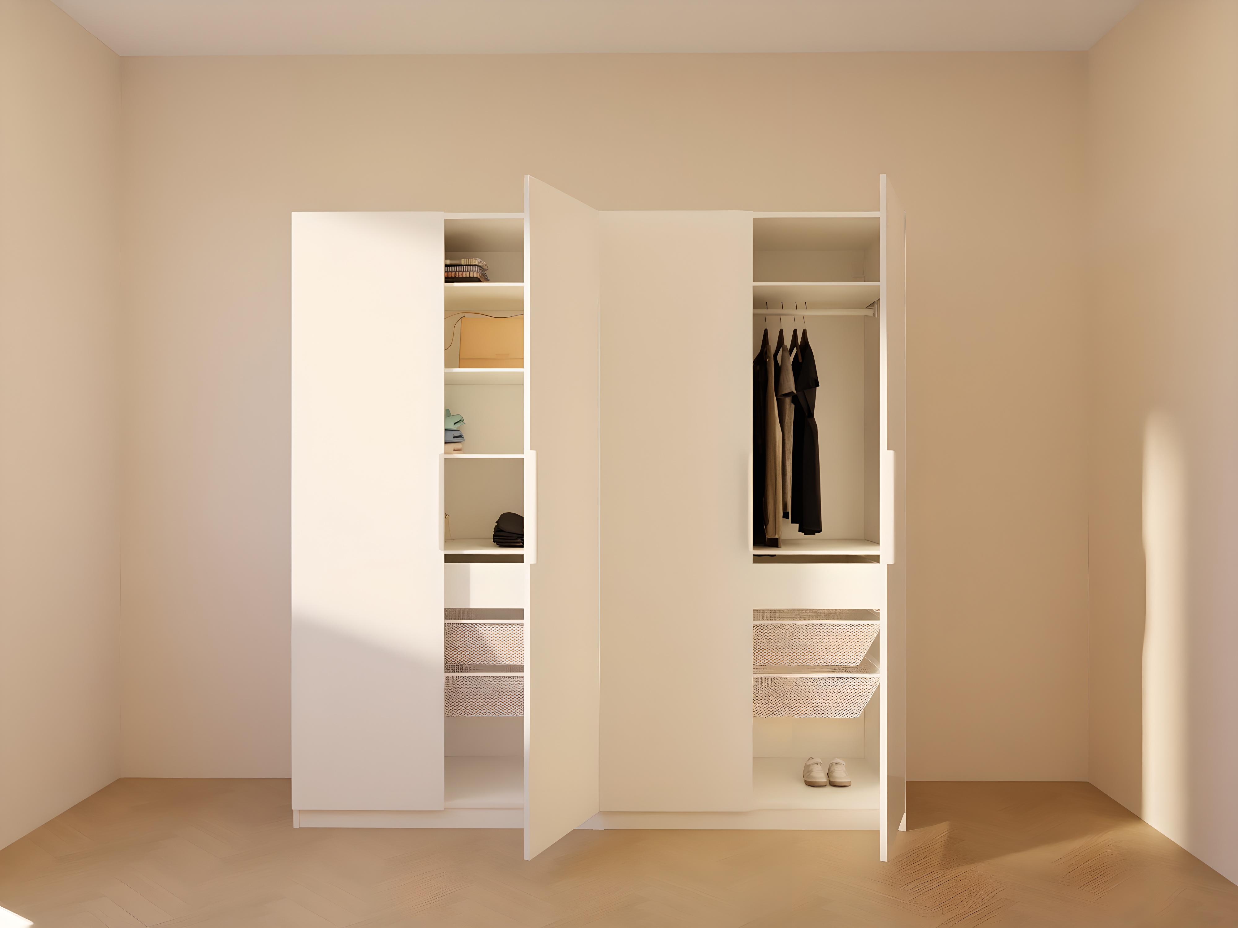 4 door wardrobe with handles