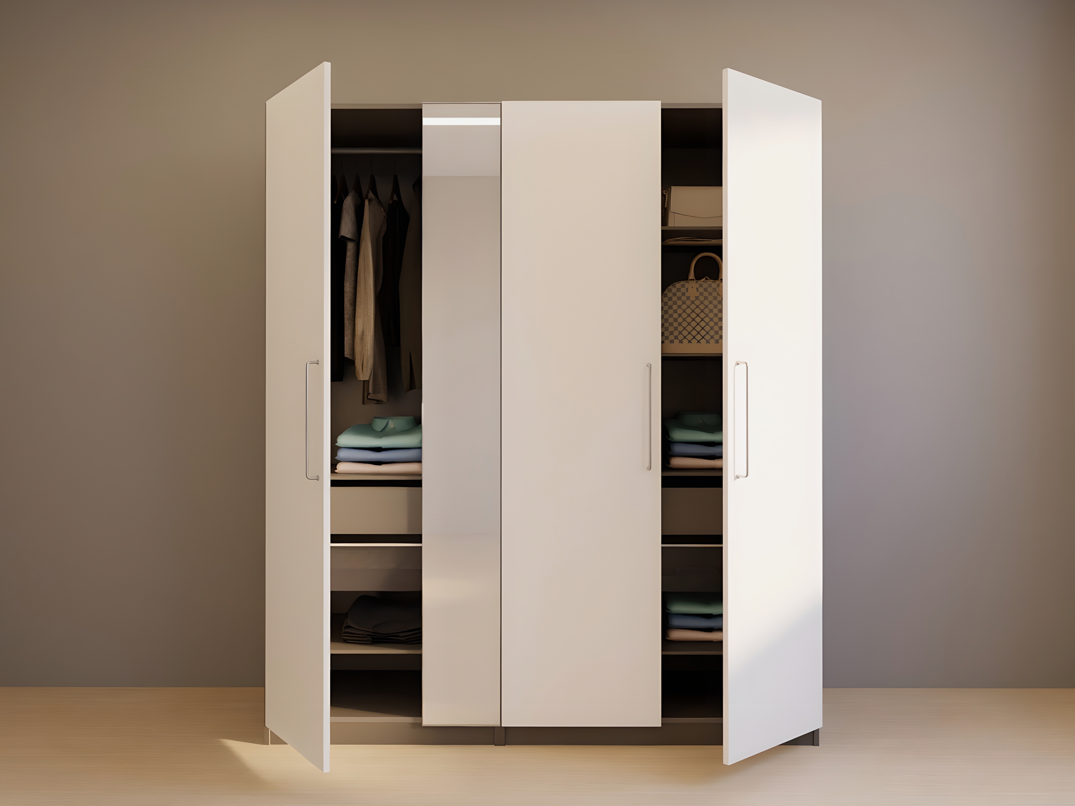 4 door wardrobe with mirror