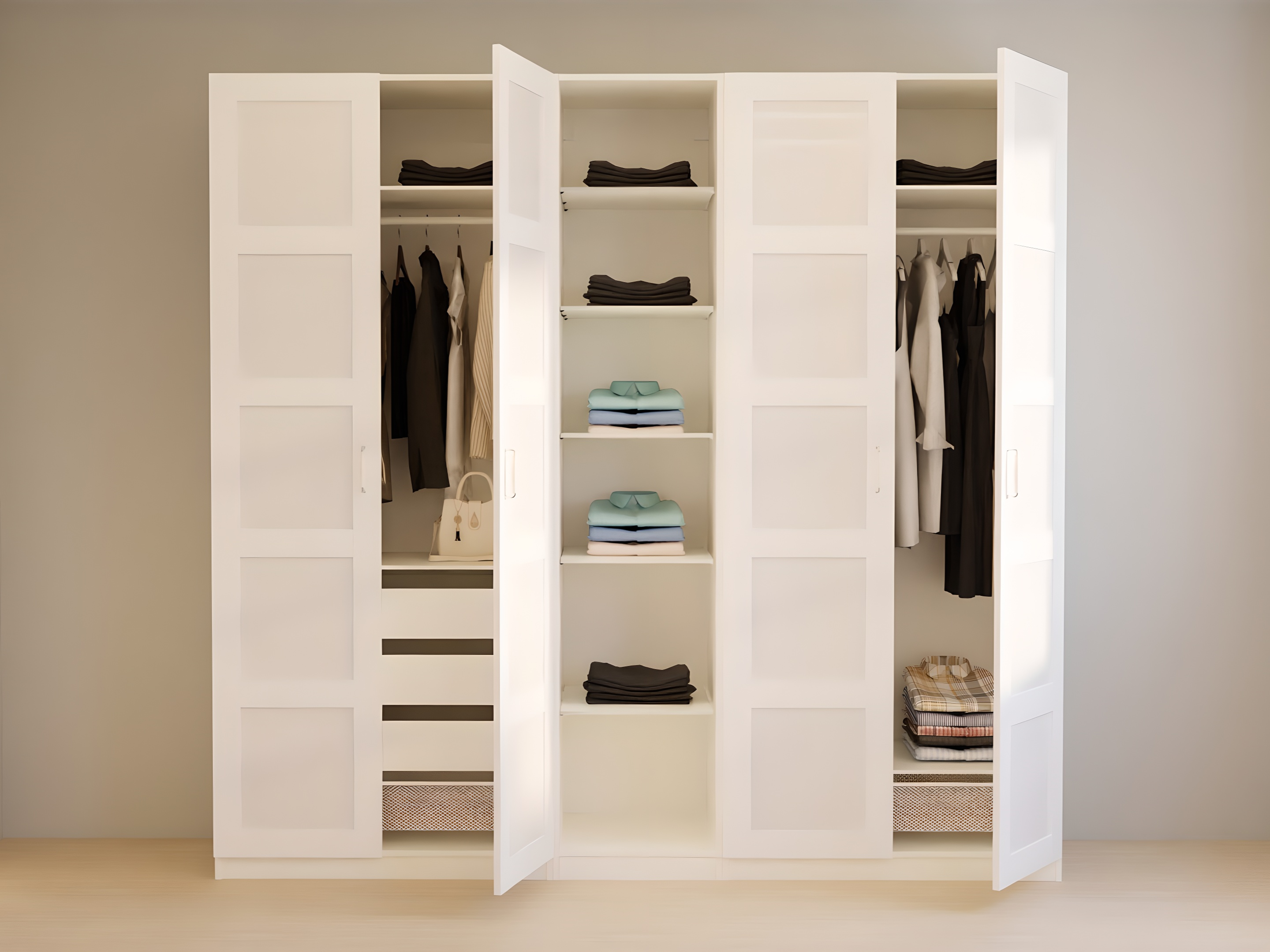 4 door wardrobe with open unit