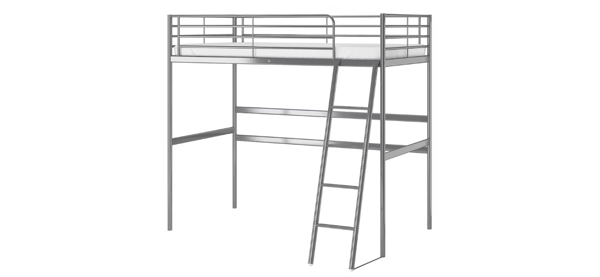 【引き取り専用】IKEA シルバー メタル ロフトベッド はしご付き 引き取り専用】IKEA シルバー メタル ロフトベッド はしご付き