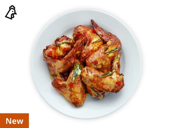 6pcs chicken wings 
with salted egg sauce