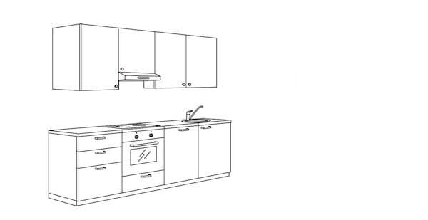 8 kitchen cabinets combination illustration.