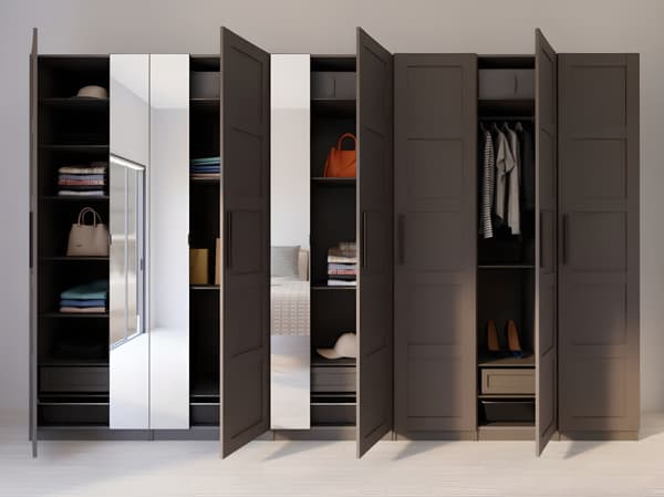 9 door wardrobe with mirror