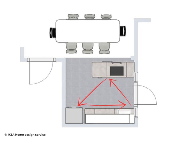 A 2D kitchen floorplan render of Kelody and Zack's 4-room BTO in Woodlands