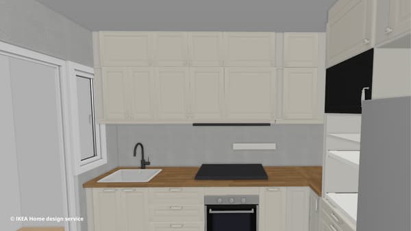 A 3D render of the kitchen via IKEA room planner