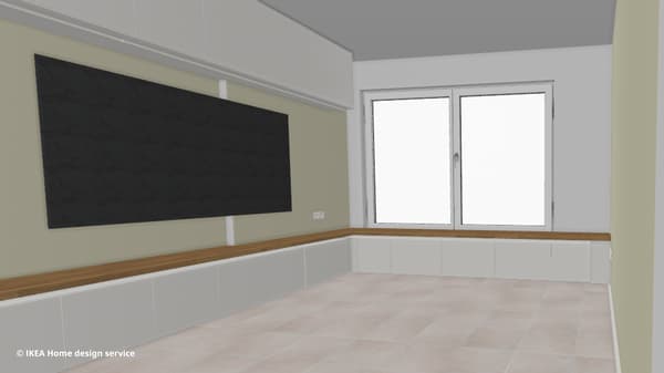 A 3D render of the living room via IKEA room planner