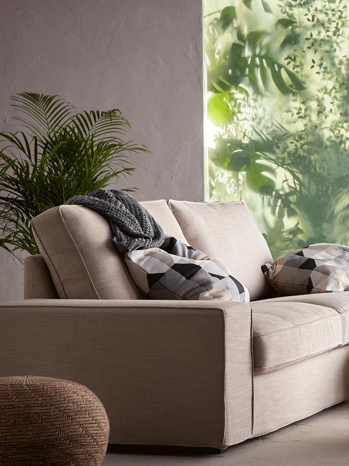 A beige KIVIK sofa