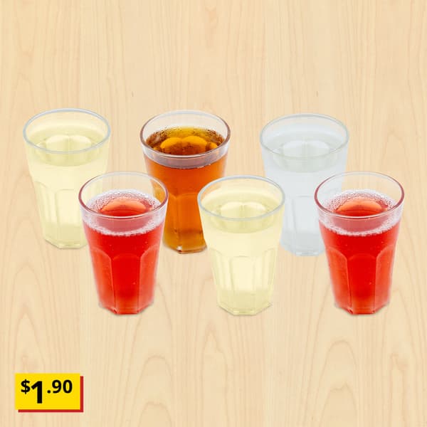 A birch effect background with Nordic fruit water. From top left to right, Elderflower, Lemon black tea and lemon. Bottom left to right, Lingonberry, Pear and Raspberry. A breath-taking price tag in yellow-red with black text that reads 