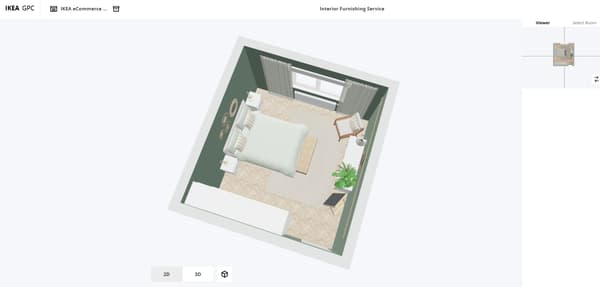 A bird's eye view of a bedroom rendering in a 3D planner