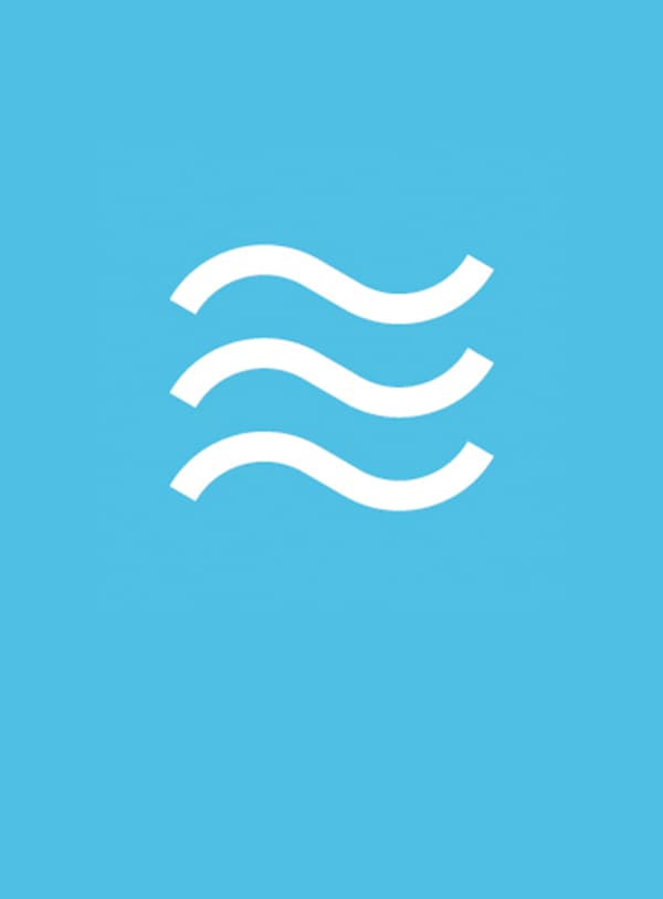 A black and white graphic symbol of 3 squiggly lines symbolising air flow 
