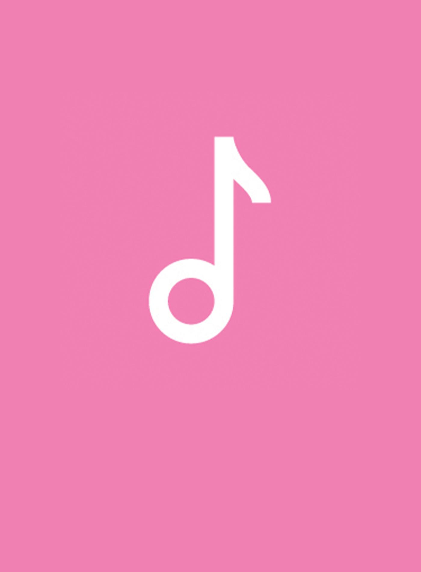 A black and white graphic symbol of a music note