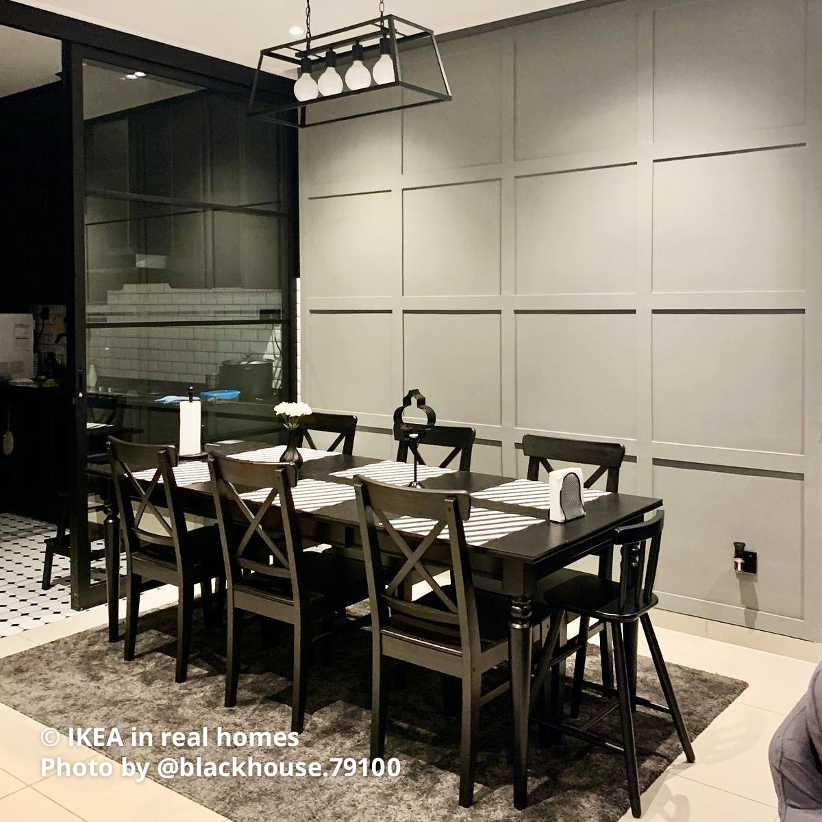 A black INGATORP dining table with brown-black INGOLF dining chairs . Photo by instagrammer @blackhouse.79100 for IKEA in real homes ©