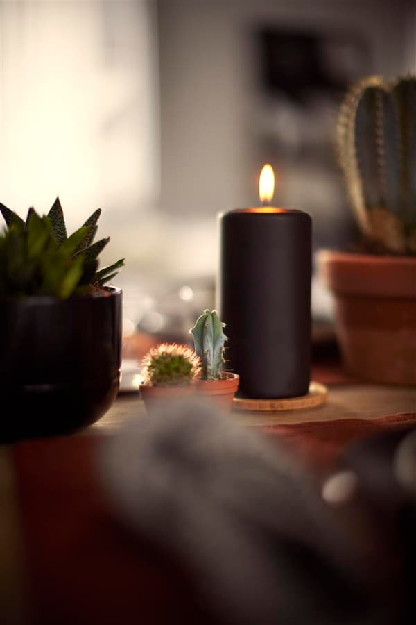 A black lit candle