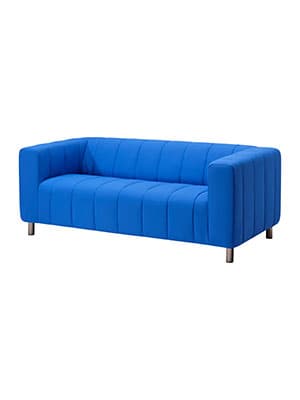 A blue klippan sofa.