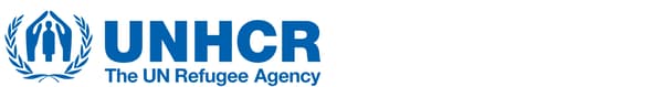 A blue UNHCR logo.