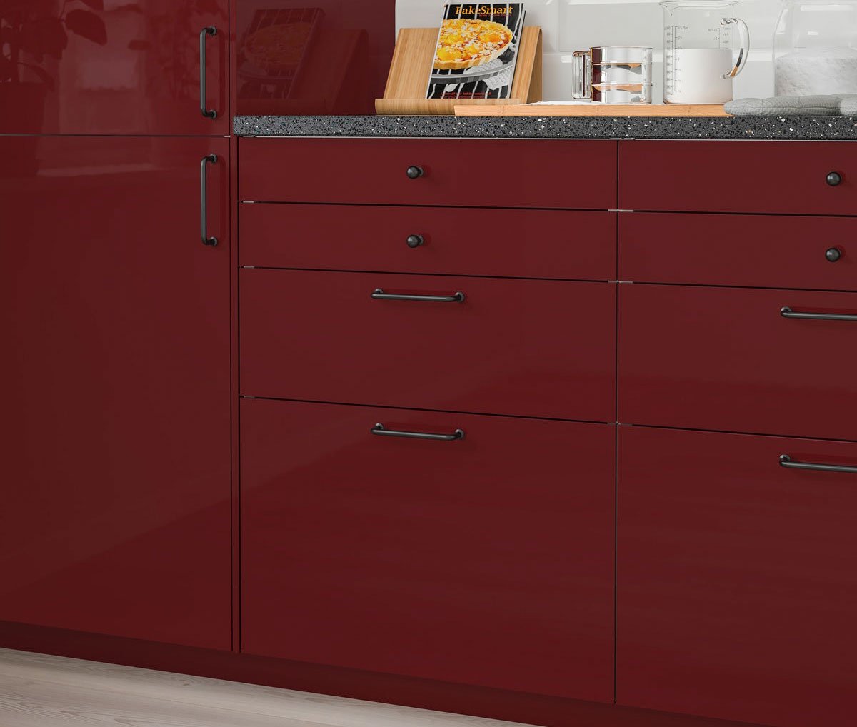 High-Gloss Dark Red-Brown Kitchen - METOD System - IKEA Ireland