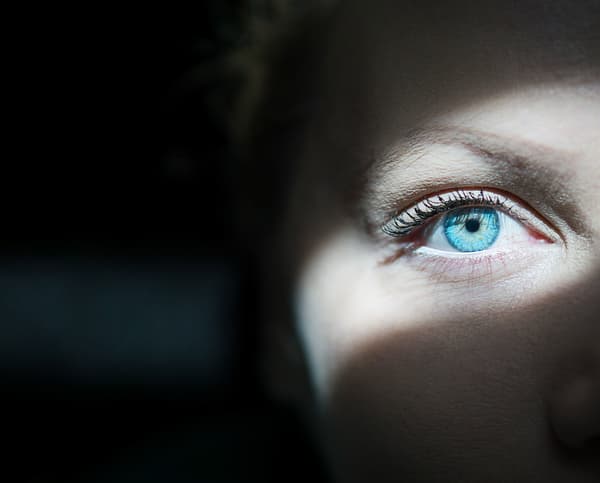 A close up of a woman's eye.
