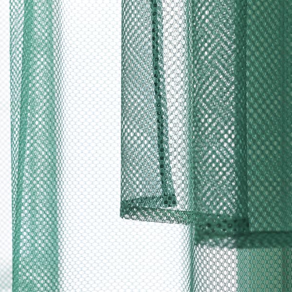 A close-up of green mesh fabric.