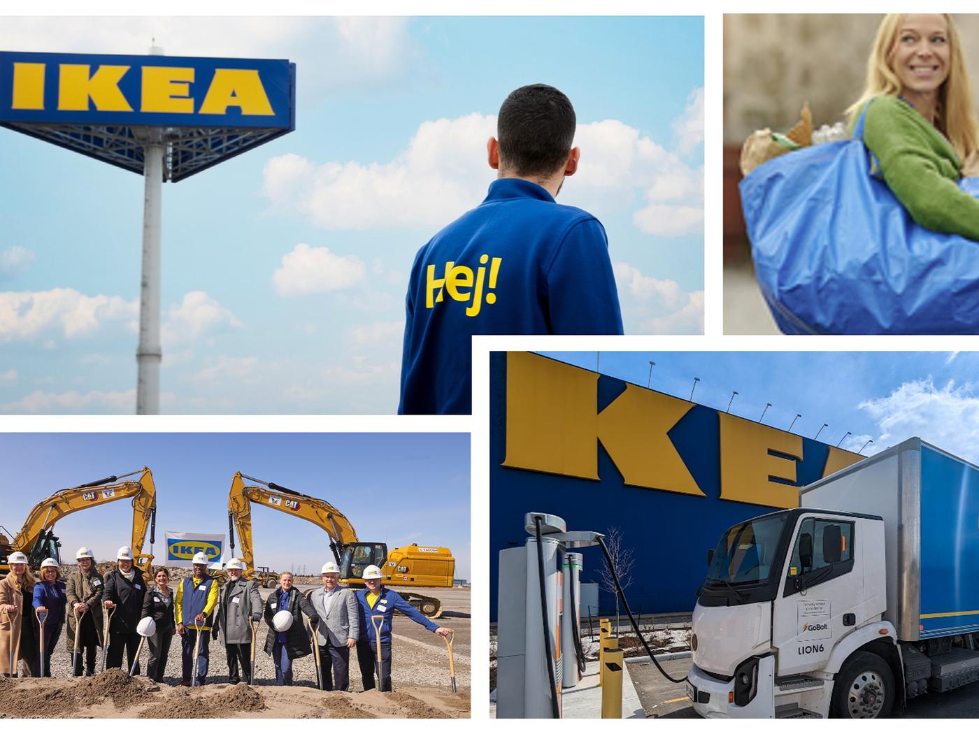 A collage of photos depicting IKEA and it's co-workers.
