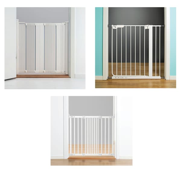A collage of three Safety gate and gate extensions.